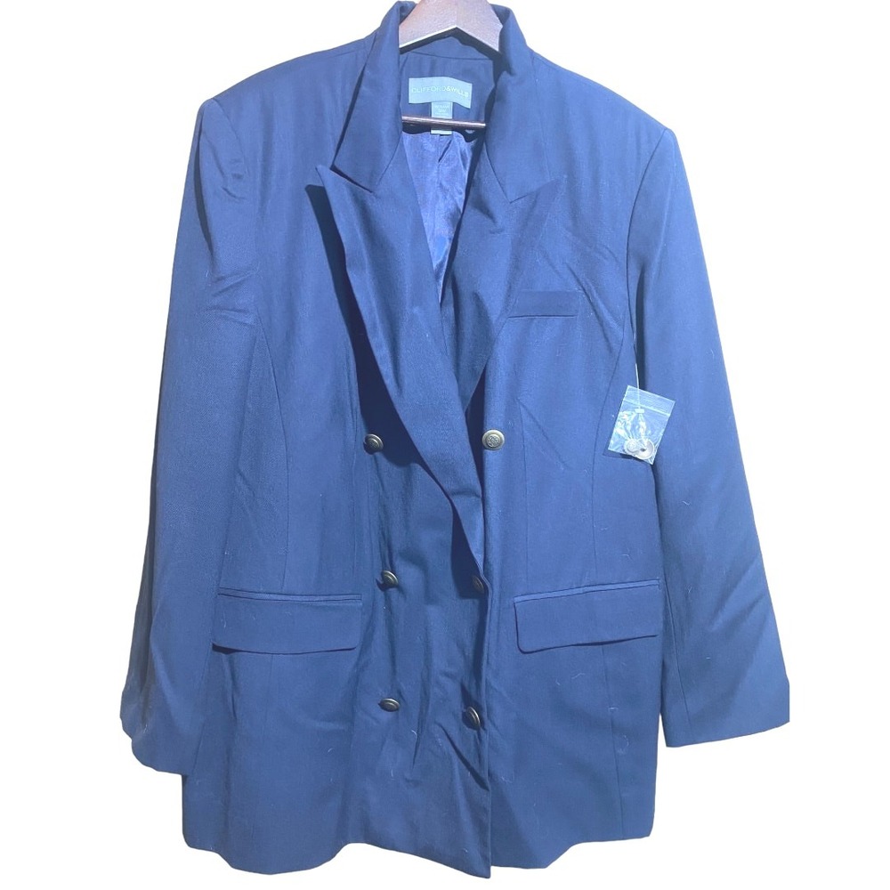 NEW Clifford & Wills navy blue double breasted wool‎ blazer - Women's 22W